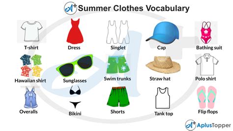 Summer Clothes And Accessories Names With Pictures 7esl Clothes Worn In Summer - Clothes Worn In Summer