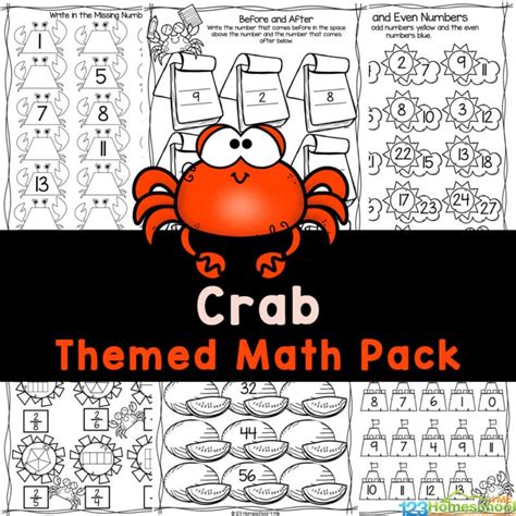 Summer Crab Math Worksheets For Preschool And Kindergarten Crab Math - Crab Math