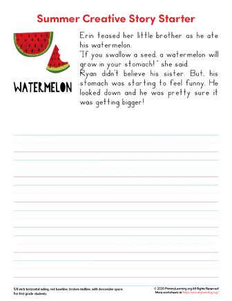 Summer Creative Story Starter 23 Primarylearning Org First Grade Summer Writing Prompts - First Grade Summer Writing Prompts