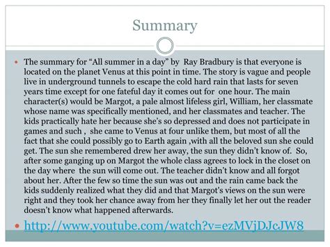 Summer In A Day Summary