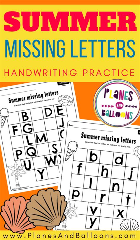 Summer Missing Letters Handwriting Practice Planes Amp Balloons Missing Letters Worksheet For Kindergarten - Missing Letters Worksheet For Kindergarten