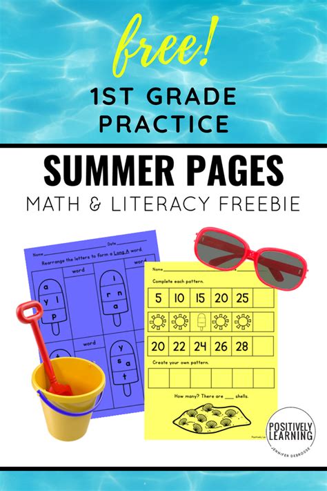 Summer Packets Positively Learning First Grade Summer Packet - First Grade Summer Packet