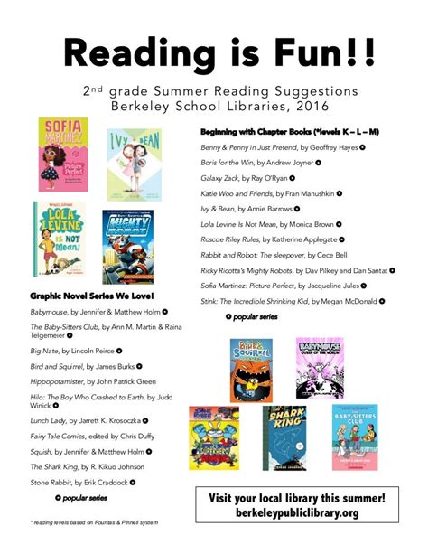 Summer Reading List For Incoming 2nd Graders Fairmont Summer Reading List 2nd Grade - Summer Reading List 2nd Grade