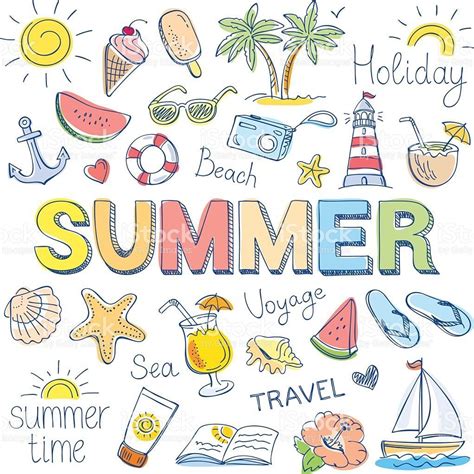 Summer Season Drawing Royalty Free Images Shutterstock Drawing Of Summer Season With Colour - Drawing Of Summer Season With Colour