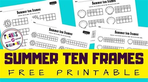 Summer Ten Frame Worksheets Pdf Planes Amp Balloons Kindergarten Ten Frame Worksheets - Kindergarten Ten Frame Worksheets