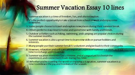 Summer Vacation Essay 10 Lines In English Paragraph Of Summer Vacation - Paragraph Of Summer Vacation