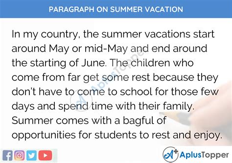 Summer Vacation Essay In English For Class 1 Short Paragraph On Summer Vacation - Short Paragraph On Summer Vacation