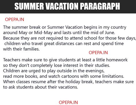 Summer Vacation Paragraph In 200 250 Words For Paragraph On Summer Vacation - Paragraph On Summer Vacation