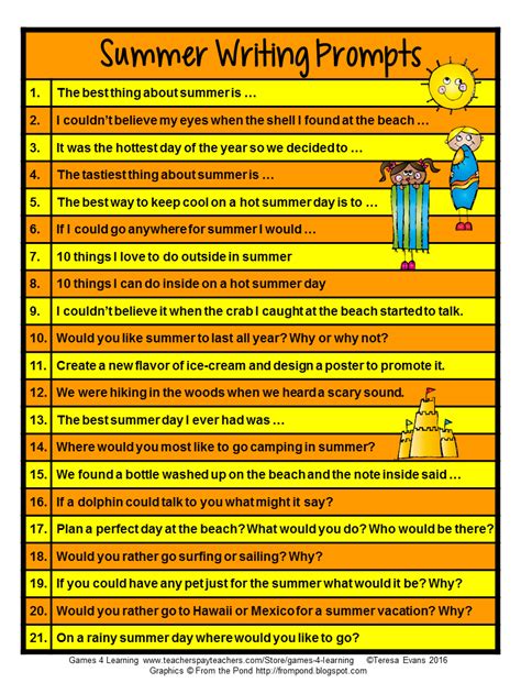 Summer Writing Ideas   Summer Writing Prompts 100 Ideas To Write All - Summer Writing Ideas