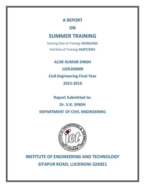 Read Summer Training Report Construction For Civil Engineering 