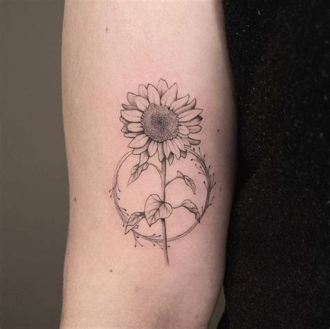 sunflower line tattoo