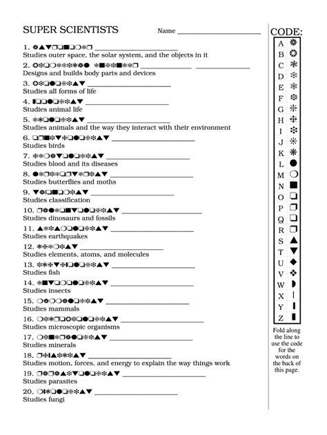 Super Scientists Answer Key