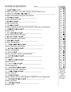 Super Scientists Code Worksheet For 6th 8th Grade Super Scientist Worksheet - Super Scientist Worksheet