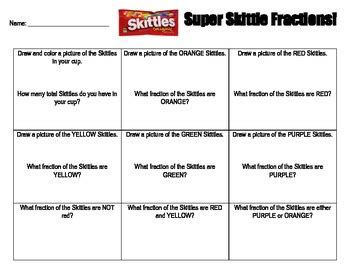 Super Skittle Fractions Worksheet By Beth Wimberly Tpt Skittles Fractions Worksheet - Skittles Fractions Worksheet