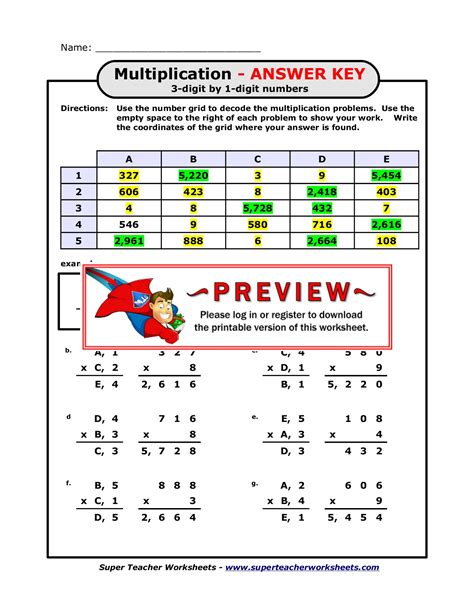 Super Teacher Worksheets Answer Key