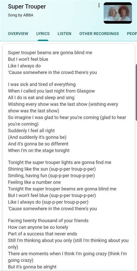 Super Trooper Lyrics