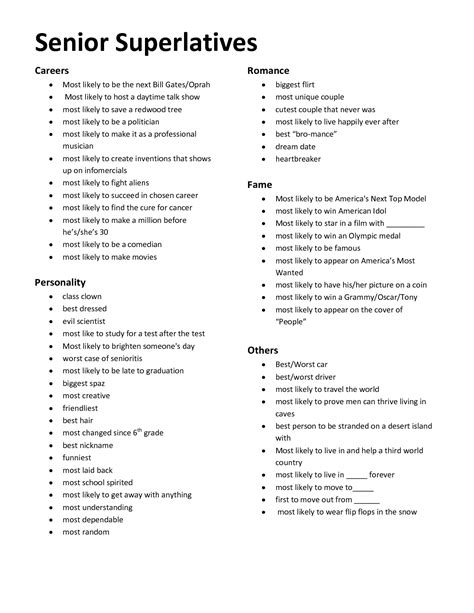 Superlatives Ideas