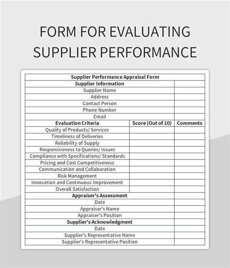 Supplier Evaluation Performance Excellence