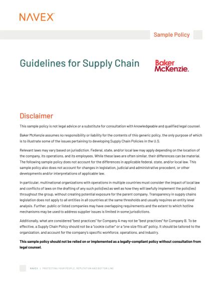 Read Online Supply Chain Policies And Procedures Samples 