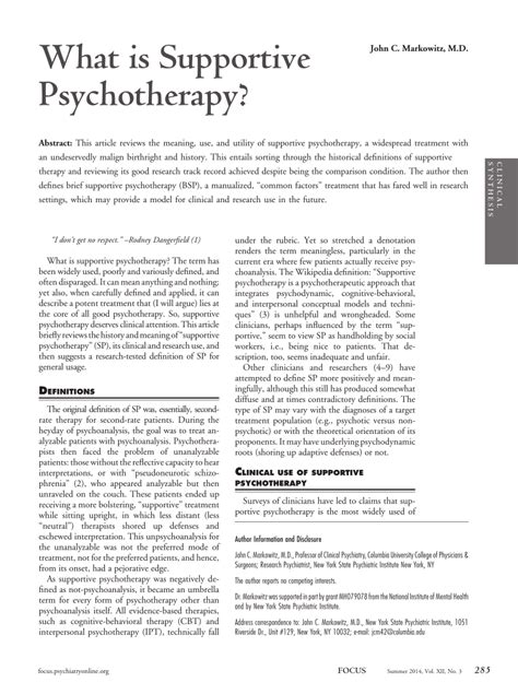 supportive psychotherapy techniques pdf