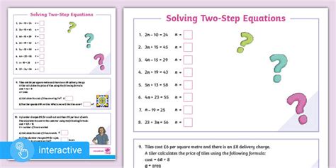 Supports White Rose Y6 Algebra Solve Two Step Two Step Algebraic Equations Worksheet - Two Step Algebraic Equations Worksheet
