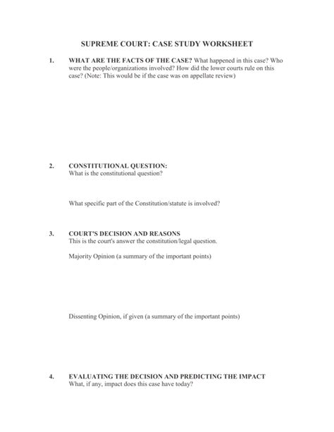 Supreme Court Cases Worksheet Answers Template And Worksheet Supreme Court Case Worksheet - Supreme Court Case Worksheet