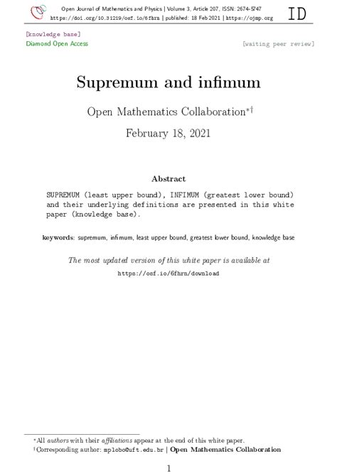supremum and infimum pdf