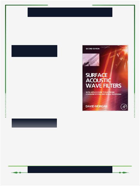 Surface Acoustic Wave Filters Second Edition With Applications To Electronic Communications And Signal Processing Studies In Electrical And Electronic Engineering