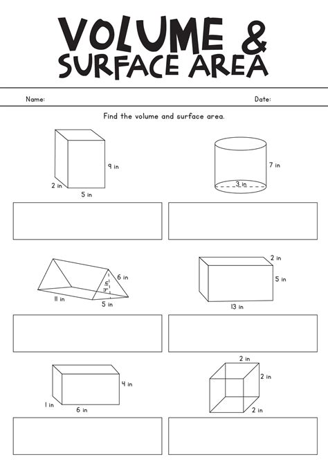 Surface Area And Volume Worksheets With Answers