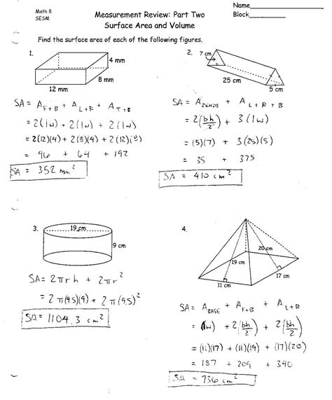 Surface Area And Volume Worksheets Printable Pdf Worksheets Surface Area Formula Worksheet - Surface Area Formula Worksheet