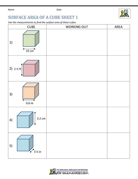 Surface Area Cube Worksheet   Surface Area Of Cubes Mdash Printable Worksheet - Surface Area Cube Worksheet