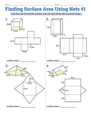Surface Area From Nets Worksheet
