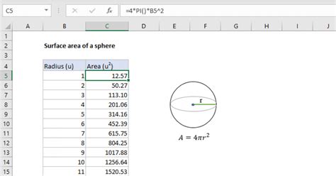 Surface Area Of A Sphere Excel Formula Exceljet Surface Area Of A Sphere Worksheet - Surface Area Of A Sphere Worksheet