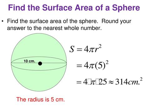 surface area of a sphere of radius r - = √ A/ 4 π