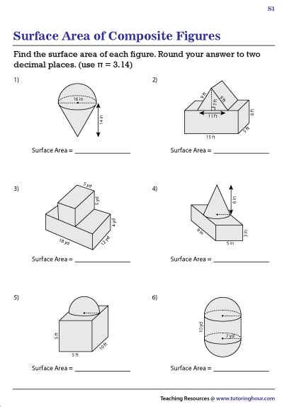 Surface Area Of Composite Figures Worksheets Math Worksheets Surface Area Of Shapes Worksheet - Surface Area Of Shapes Worksheet