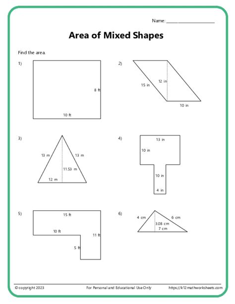 Surface Area Of Mixed Shapes