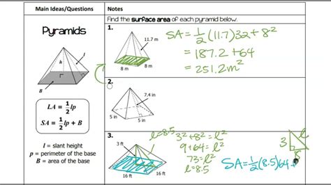 Surface Area Of Pyramids Worksheet