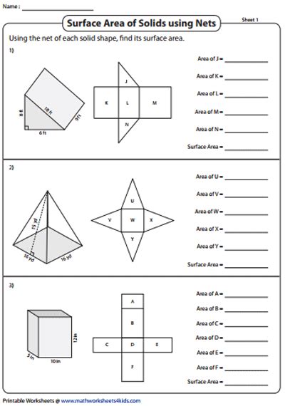 Surface Area Using Nets Worksheets Math Worksheets 4 Surface Area Worksheets 6th Grade - Surface Area Worksheets 6th Grade