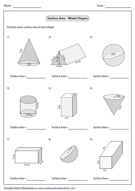 Surface Area Worksheets Total Surface Area Worksheet - Total Surface Area Worksheet