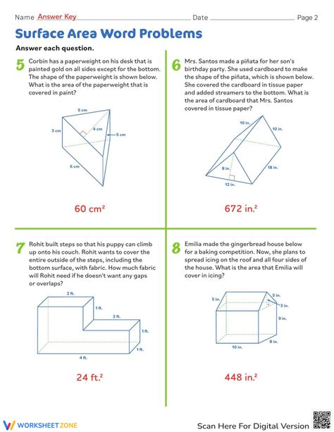 Read Surface Area Word Problems With Answers 
