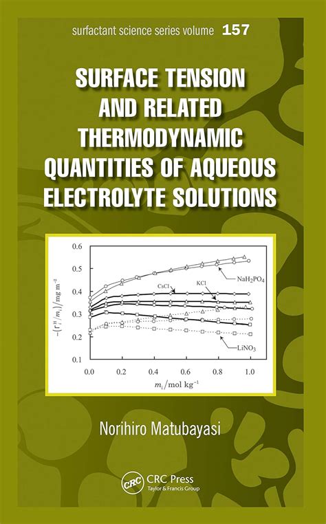 Read Online Surface Tension And Related Thermodynamic Quantities Of Aqueous Electrolyte Solutions Surfactant Science 