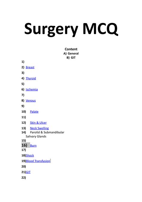 Surgery Mcq