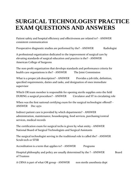 Surgical Tech Exam Study Guide