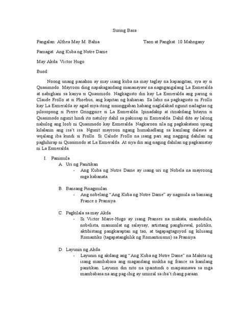 Suring Basa Ng Ang Kuba Ng Notre Dame