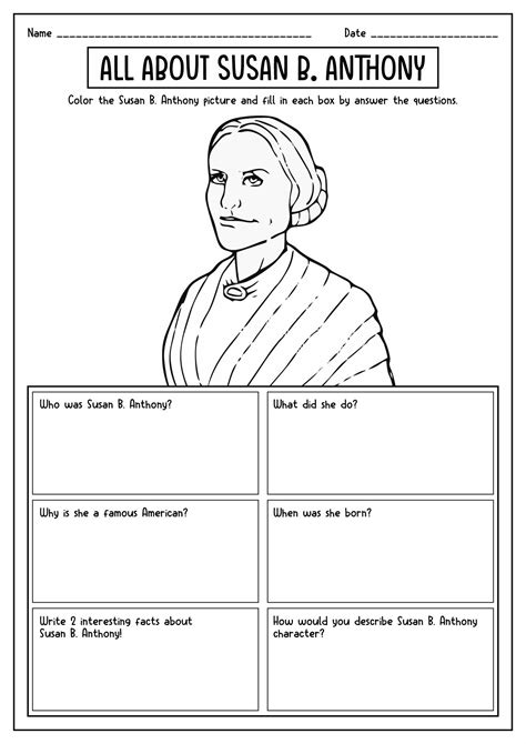 Susan B Anthony Facts Worksheets Early Life Amp Susan B Anthony Worksheet - Susan B Anthony Worksheet
