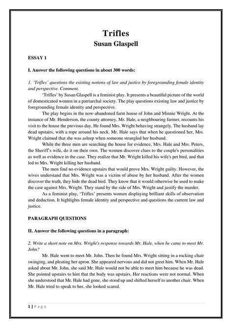 susan glaspell trifles spark notes