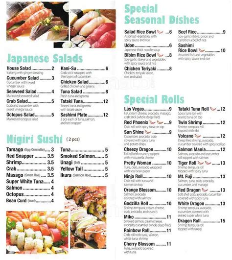 Sushi Express Menu