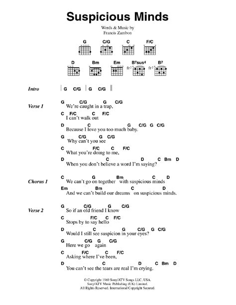 Suspicious Minds Chords