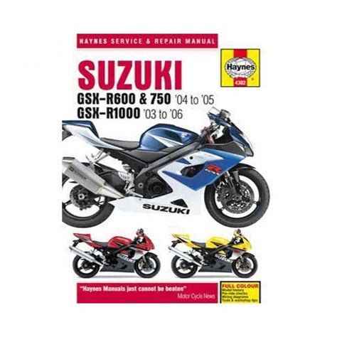 Read Online Suzuki Gsx R600 And 750 04 05 Gsx R1000 03 08 Service And Repair Manual Haynes Motorcycle Manuals By Matthew Coombs 15 Feb 2010 Hardcover 