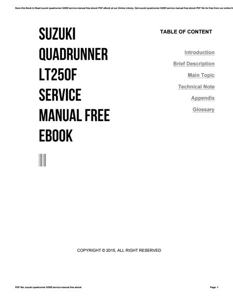 Read Online Suzuki Quadrunner Lt250F Service Manual 